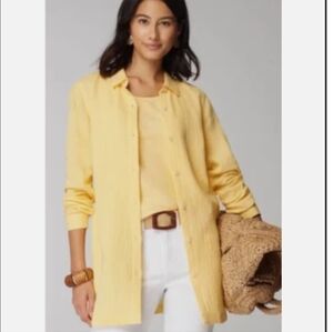 J.Jill Excellent Cotton-Gauze Split-Hem Tunic Top Size Medium